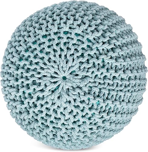 Miniatura 21 de BIRDROCK HOME Puf otomano cuadrado | Taburete de algodón trenzado con relleno de puf | Reposapiés bohemio para sala de estar, dormitorio, asiento