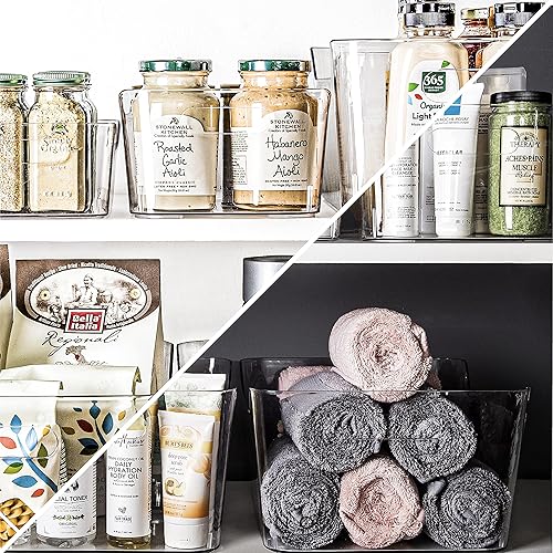 Miniatura 5 de BINO Organizador de almacenamiento para frigorífico, congelador y despensa con asas, plástico transparente y transparente, amplio contenedor de