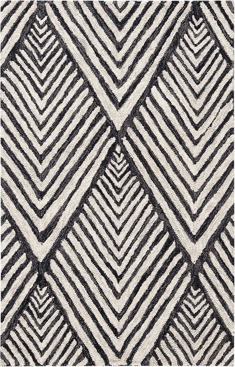 SAFAVIEH Micro-Loop Collection Accent Rug - 2'6" x 5', Charcoal & Ivory, Handmade Wool, Ideal for High Traffic Areas in Entryway, Living Room, Bedroom (MLP151H)
