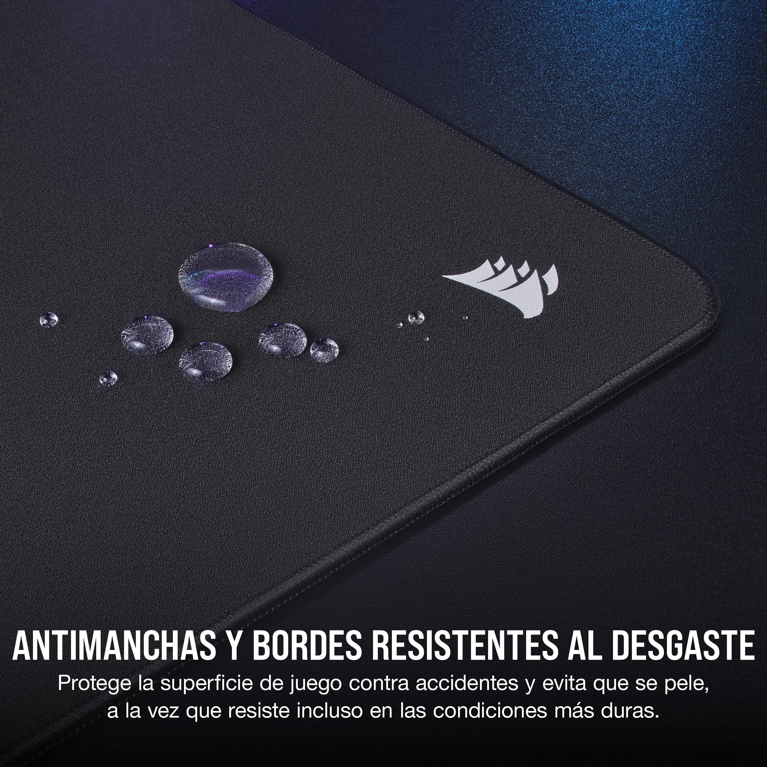 Corsair MM500 v2 Tela Híbrida Alfombrilla de Ratón Grande para Juegos – 45cm x 40cm – Revestimiento a Prueba de Salpicaduras – Bordes Cosidos Antirayas – Base de Goma Antideslizante – Negro