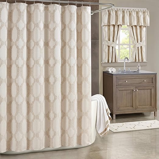 Five Queens Court Sussex Woven Jacquard Geometric Shower Curtain