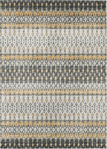 Addison Rugs Bravado - Alfombra geométrica Ikat gris en tejer eléctrico de 9 x 12 pies