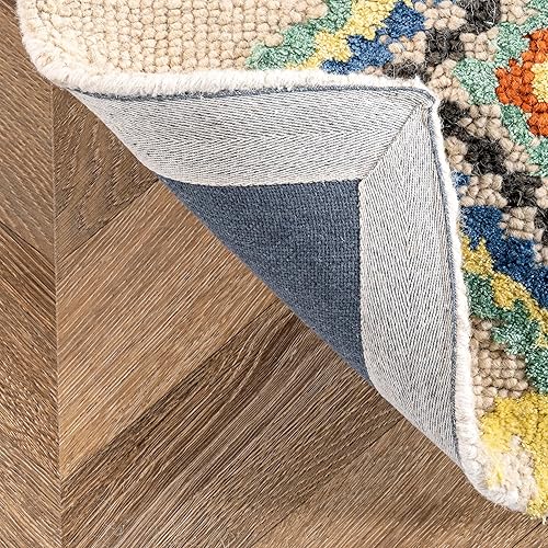 Miniatura 4 de NuLOOM Belini Alfombra de lana con acento a mano, 2 pies x 3 pies, color marfil