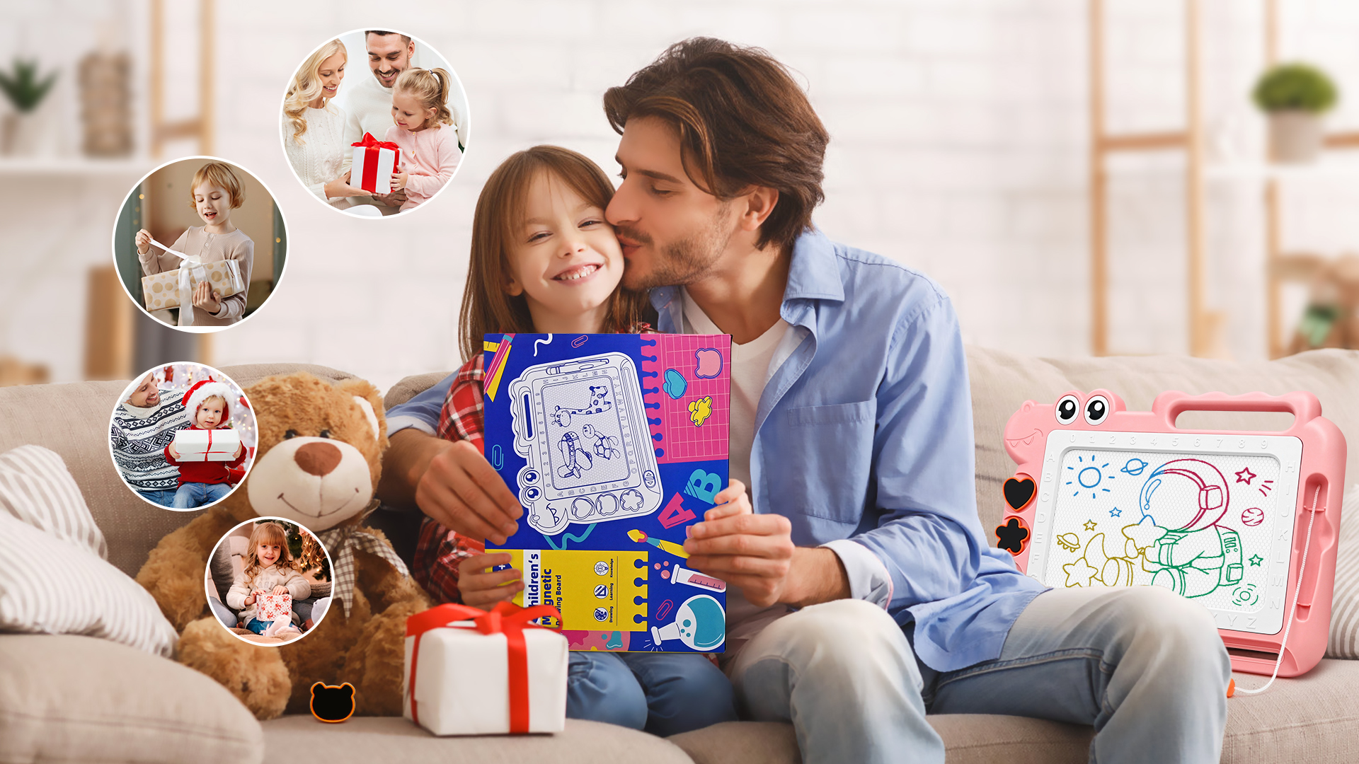 Ardoise Magique Dinosaure Pour Enfants 2-5 Ans - Tableau De Gribouillage Magnétique Effaçable Avec 4 Couleurs Et Tampons