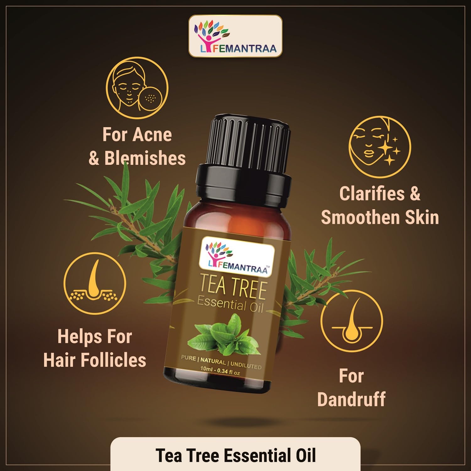 Lifemantraa Pure Tea Tree and Ylang Ylang Essential Oil for Home Fragrance Diffuser, Essential Oils Set for Room Air Freshener Aroma Oil Diffusers, Soap Making, Candle Making 10ml Each (20ml)