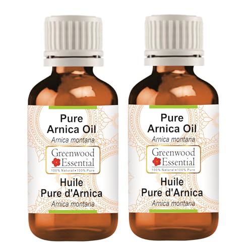 Greenwood Essential Pure Arnica Oil (Arnica montana) Premium Therapeutic Grade for Hair, Skin & Aromatherapy (Pack of Two) 100ml X 2 (6.76 oz)