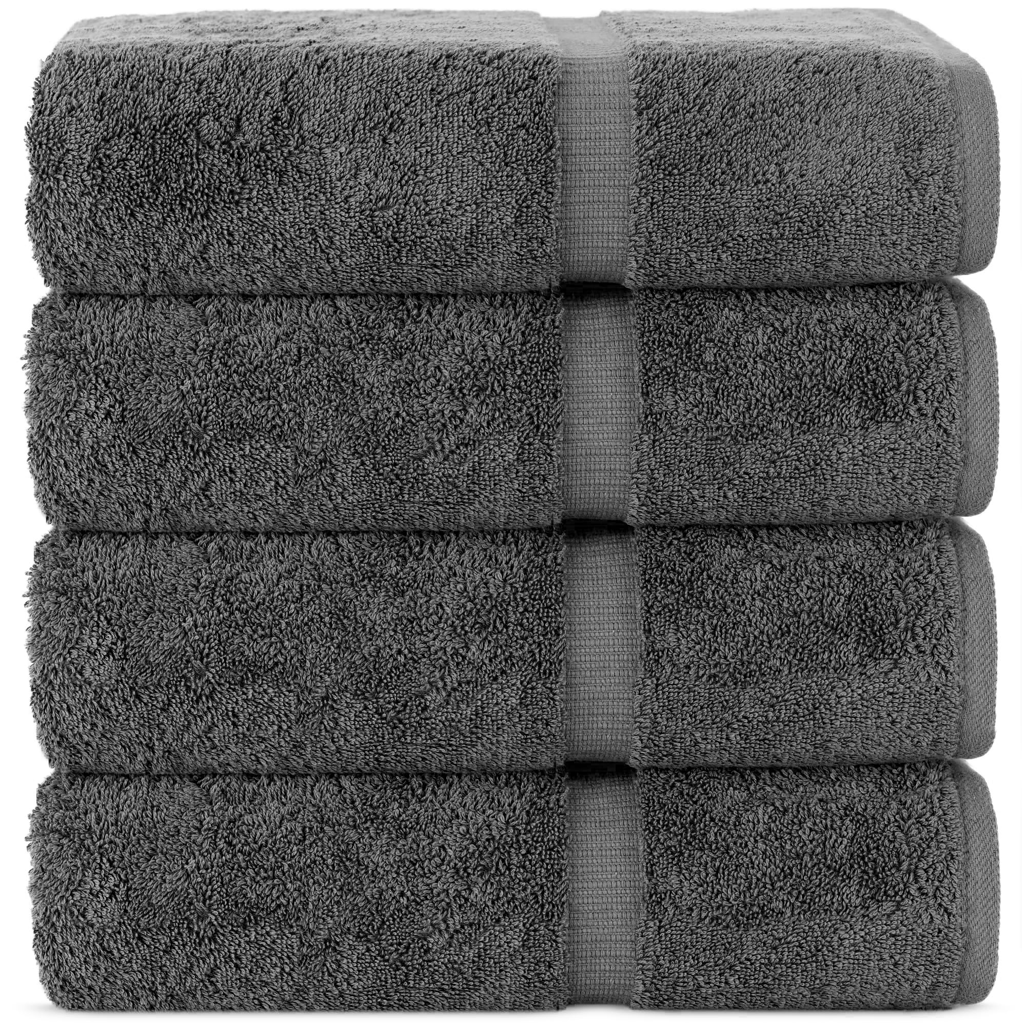 Chakir Turkish Linens | Hotel & Spa Quality 100% Cotton Premium Turkish Towels | Soft & Absorbent (4-Piece Bath Towels, Dark Gray)