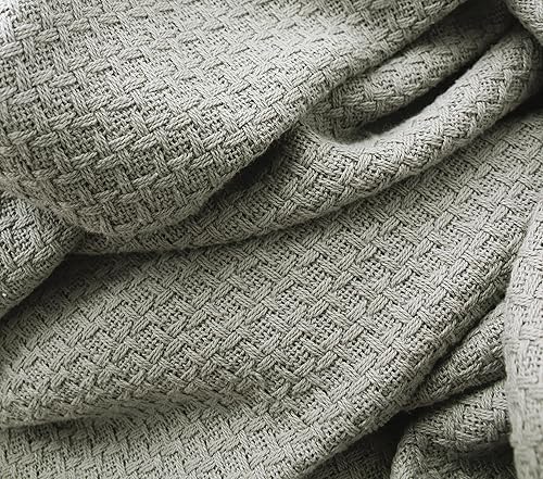 Miniatura 2 de COTTON CRAFT Basket Weave - Manta 100% algodón de 330 GSM, manta térmica ultra suave, para todas las estaciones, ligera, transpirable, agradable a