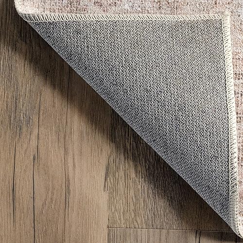 Miniatura 4 de nuLOOM Rosa - Alfombra envejecida con medallón vintage lavable a máquina, 6 pies, redonda, rosa claro