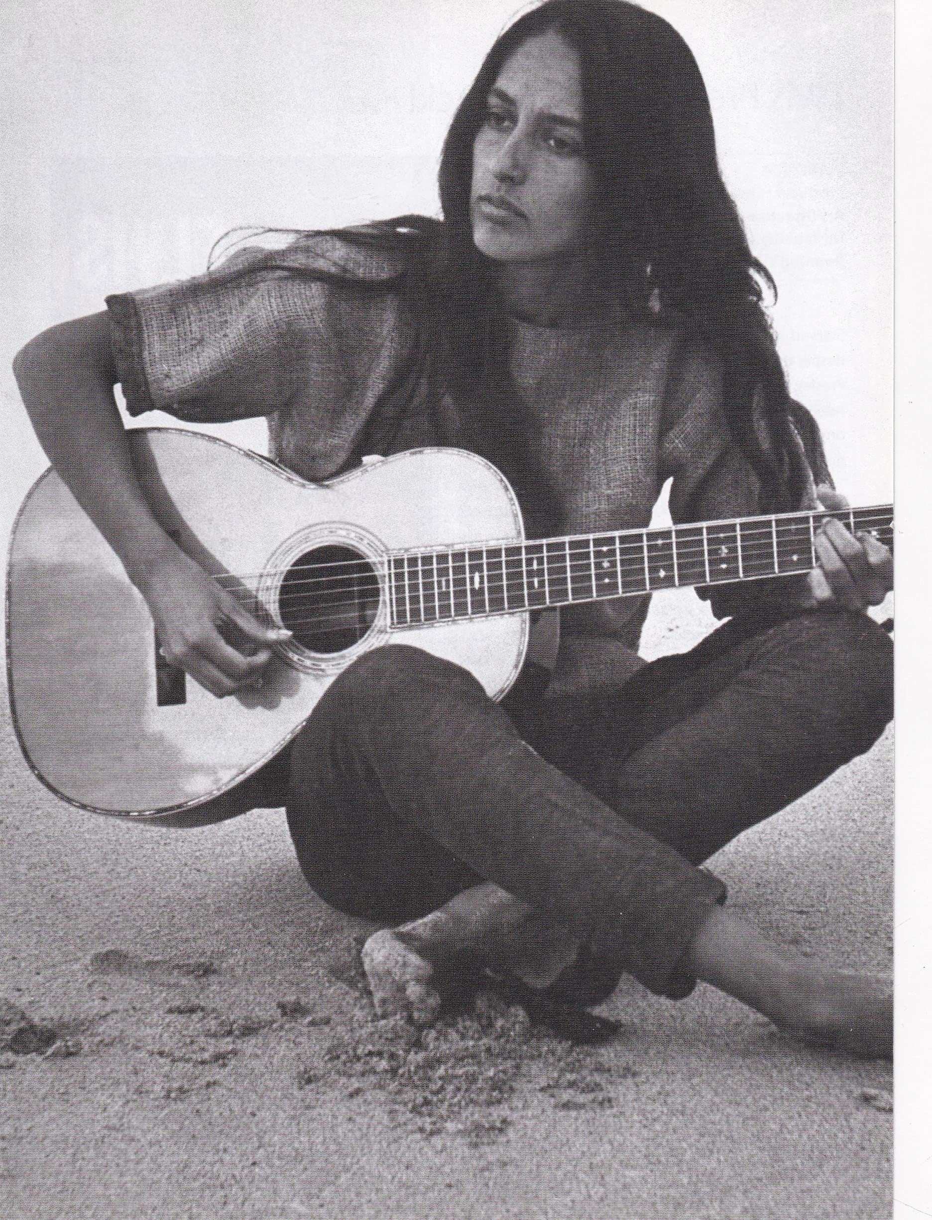 K1 Black Joan Baez, Early 1960S - Miniature Poster & Card Frame