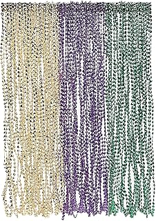 Fun Express Bulk Mardi Gras Bead Necklaces (Set of 144 in Purple, Gold and Green) Party and Parade Supplie