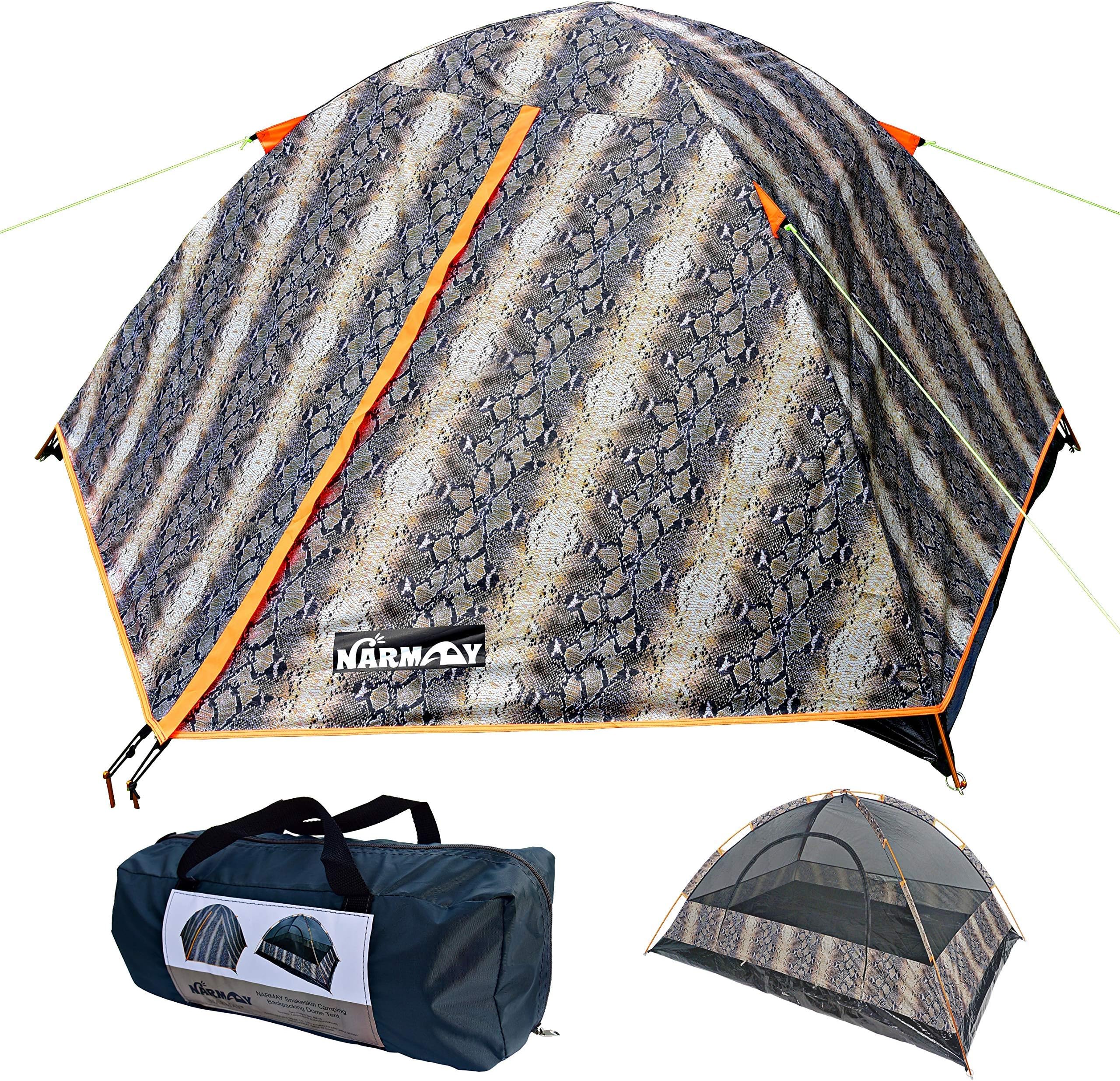 NARMAY Snakeskin Camping Backpacking Two Person Dome Tent - 7.2×5×3.6 ft