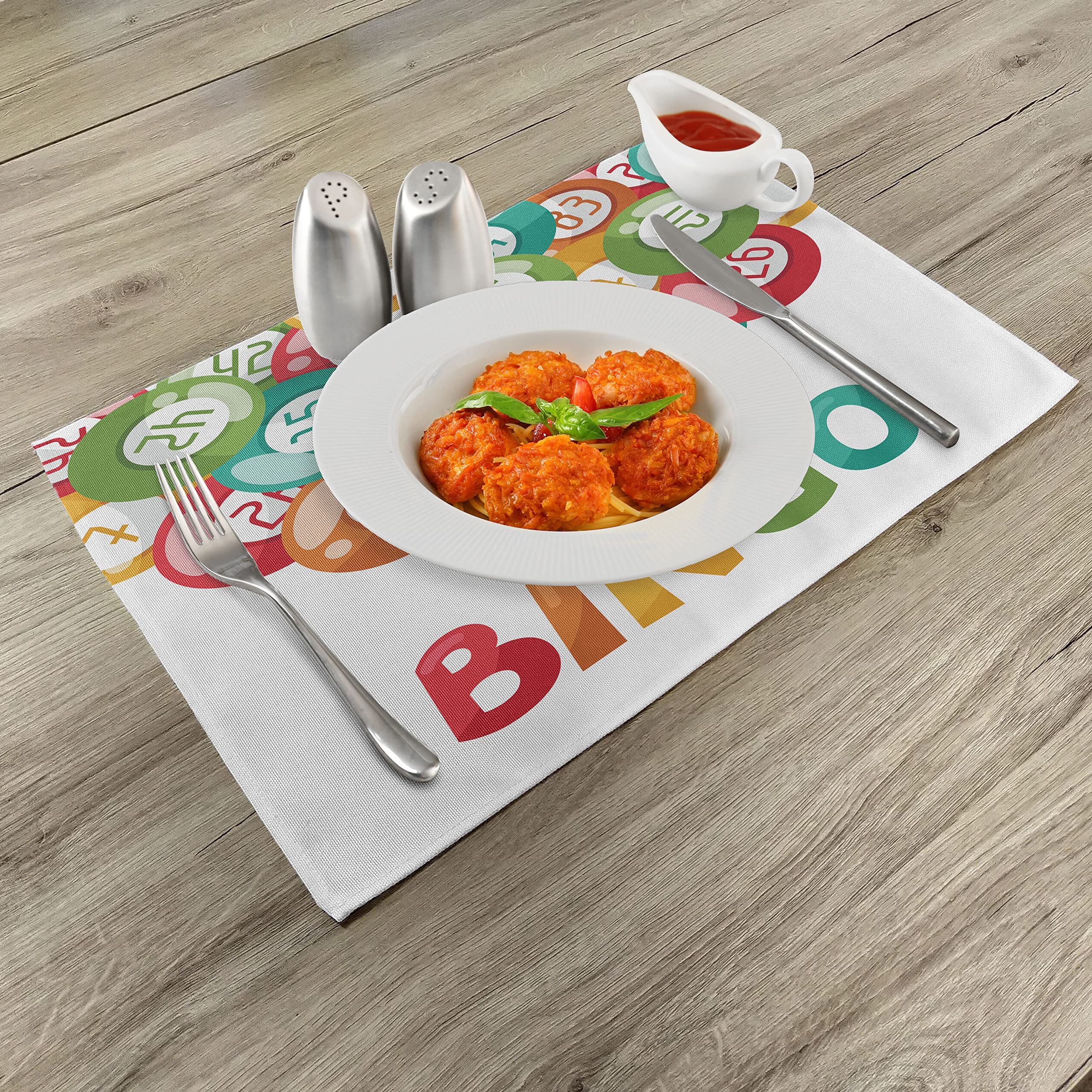 ABAKUHAUS tombola Tovaglietta Americana Set di 4, Schede grafiche Gioco Pile, Tovagliette in Tessuto Lavabile per Tavolo da Pranzo Cena, Arancione Bruciato Sabbia Marrone