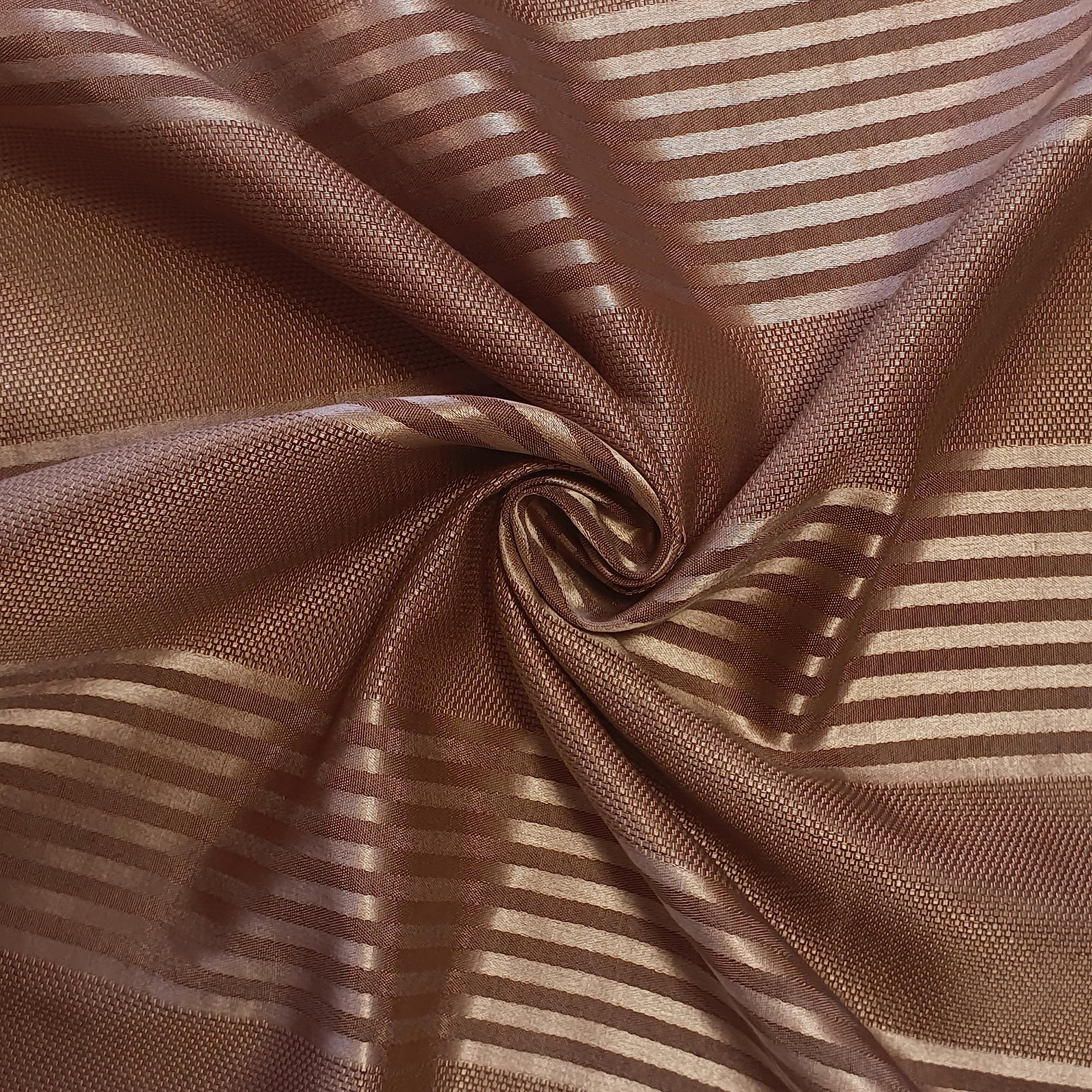 58"/150cm Wide Plain Poly Silk Satin Fabric (Available in 20+ Colours & Various Lengths) (Cinnamon Rose Stripe, 5 Meter)
