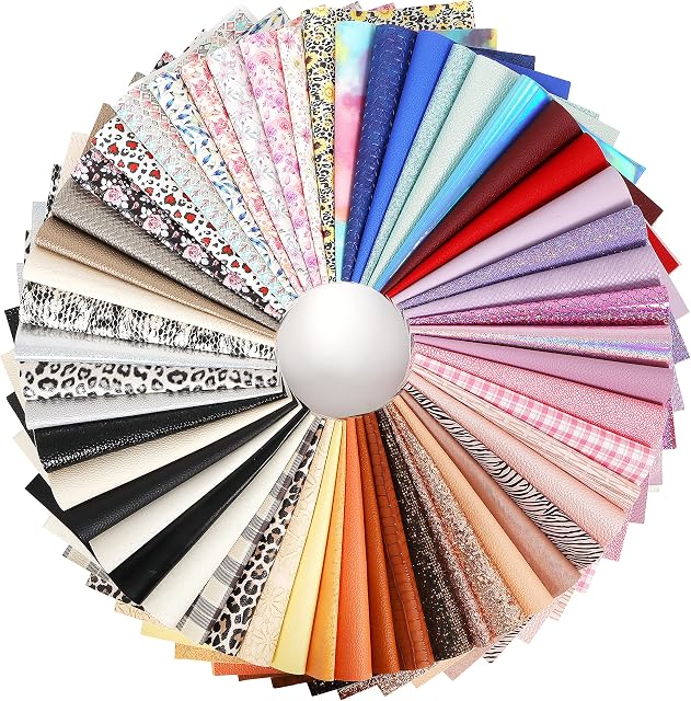 LOTOFUN -30pcs/Set Random Colours Mix 15 x 20cm /6 x 8 Inch Faux Leather Fabric A5 Sheets PU Leatherette Bundle Assorted for Hair Bows Making Earrings Crafts(Random Gift Pack)