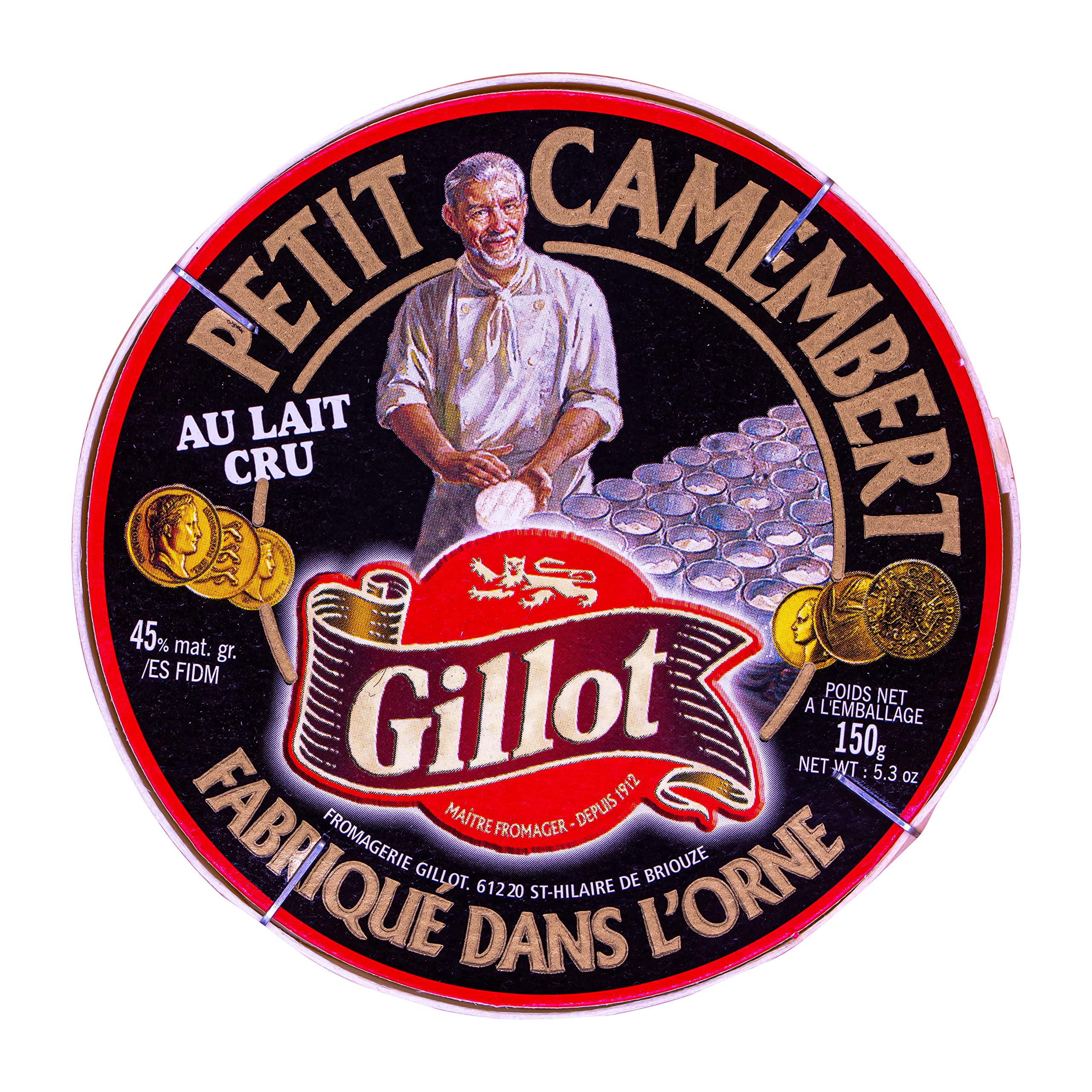 GILLOT NOIR CAMEMBERT Weichkäse AOP - 6x 150g - französischer Weich-Schimmel-Käse de Normandie passt zu Plateau fromages u. Rot-Wein Datteln Feigen Pflaumen Walnüssen