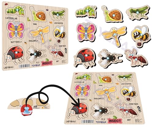 Image of Insect Wooden Learning Puzzle Toys for Brain Training /jorky Cutting Puzzle for Home /School /Non-Toxic /Education Memory Games for Baby Boy and Girl /Best for Gift