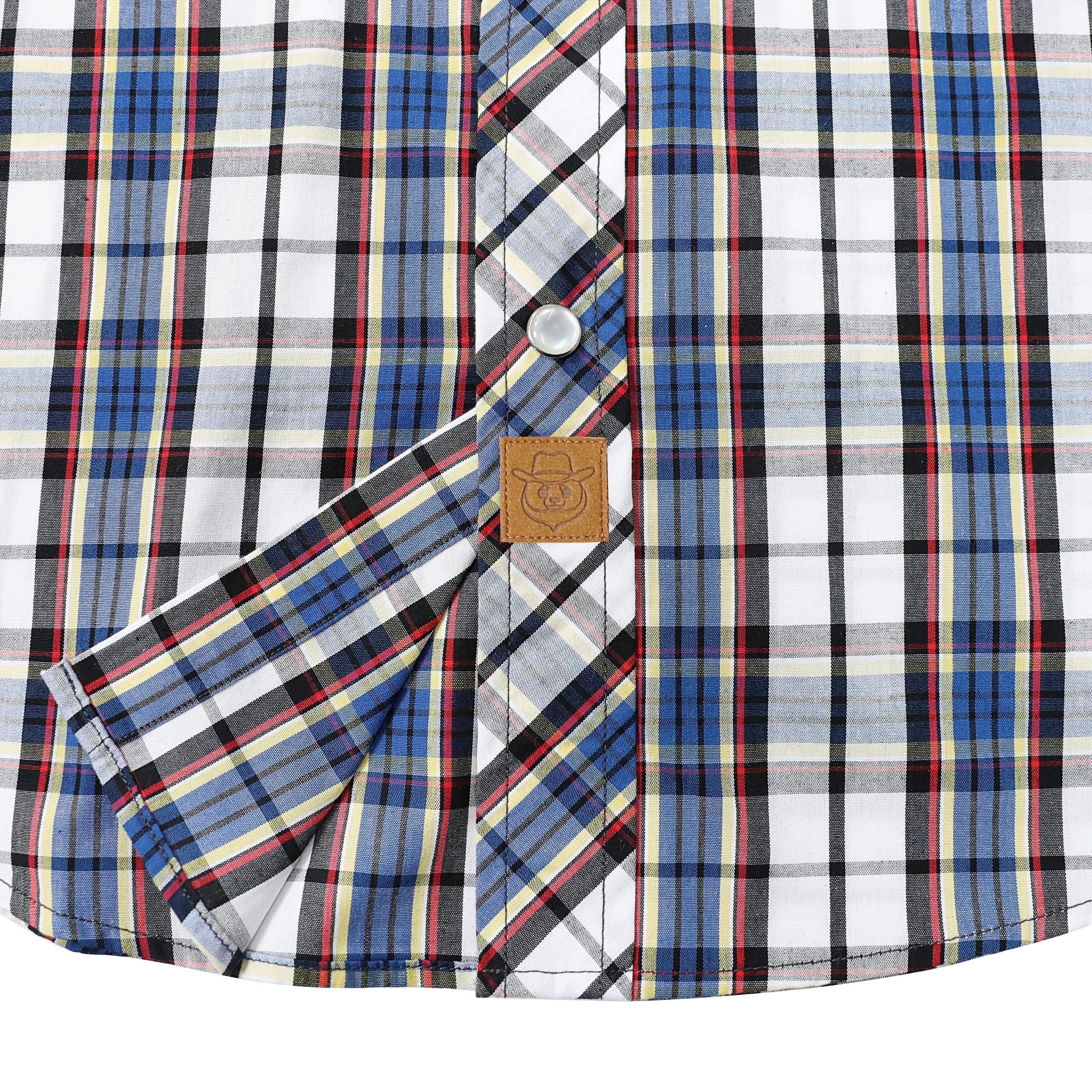 Dubinik® Camicia Uomo Quadri Bottoni Vintage Casual Camicia con Bottoni Automatici Western Camicia Cowboy Uomo Regular Fit