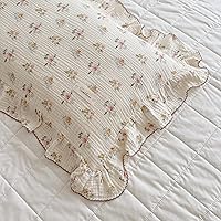 Vista 7 de BuLuTu Funda de almohada de muselina de algodón para niños pequeños con bonito patrón de flores de azalea, súper suave, funda de almohada para cuna