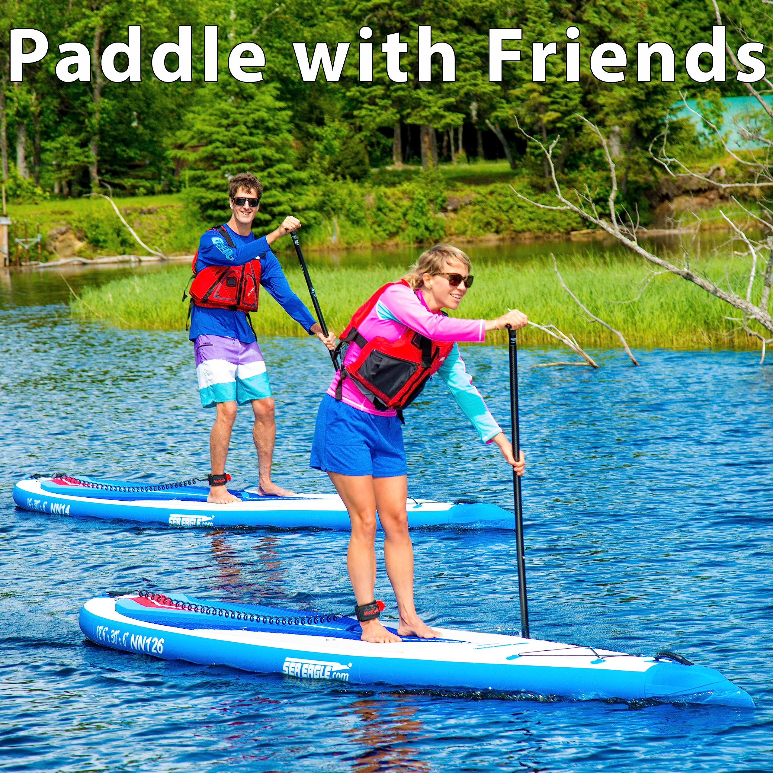 Sea Eagle NeedleNose 12’6” Inflatable Lightweight High Pressure Drop Stitch Stand Up Paddle Board Patented Wave Piercing Bow, with SUP Paddle, Pump, Slide in Skeg and Backpack (NN126 Pro Package)