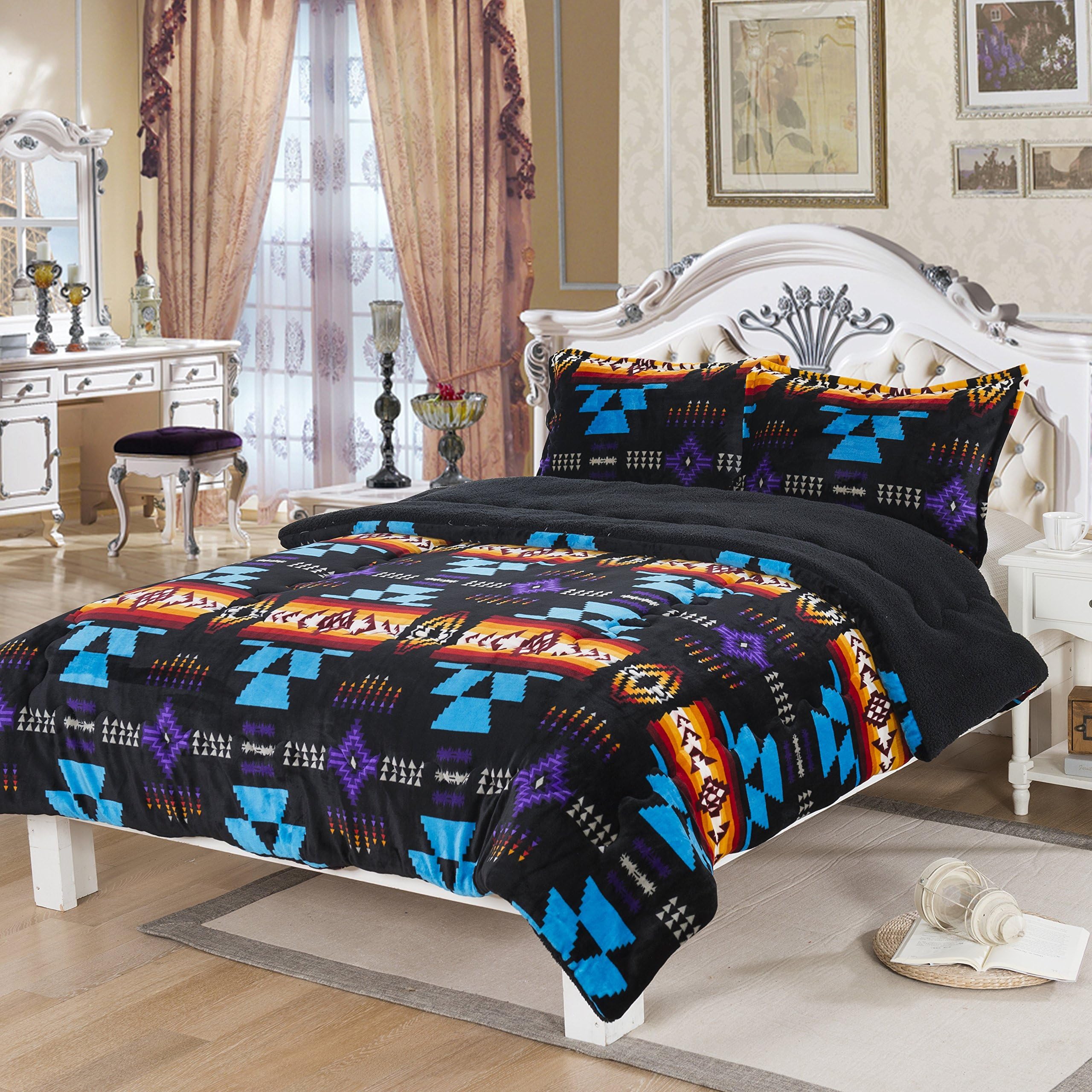 Nu Trendz SignatureSouthwest Design (Navajo Print) Queen Size 3pcs Set 16112 Black