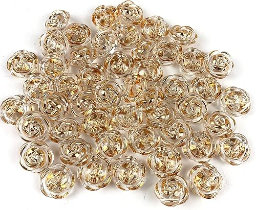Heyiwell 50 botones acrílicos dorados transparentes con vástago para coser botones, camisa, artes y manualidades, 0.787 in