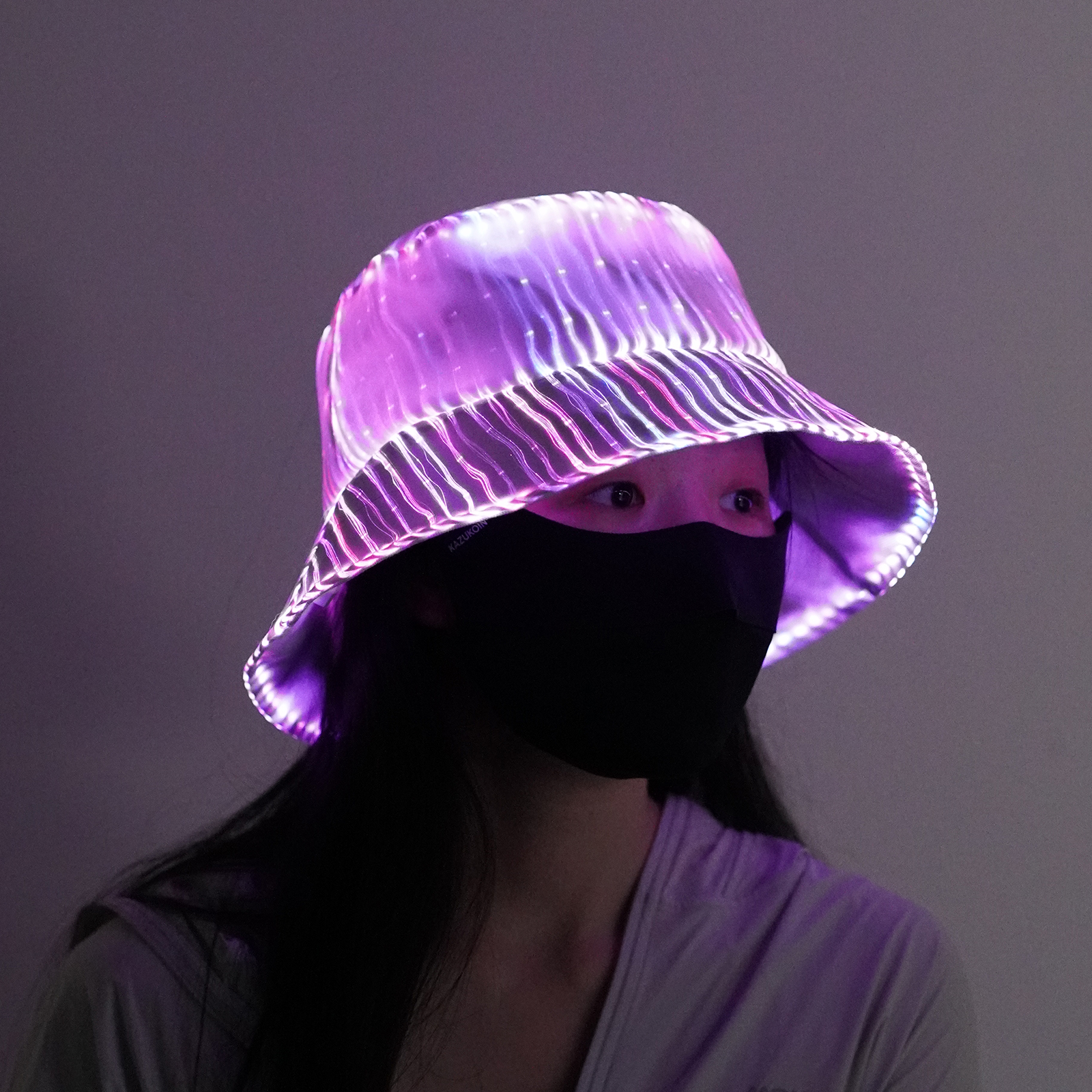 Women\'s Led Light Up Bucket Hat With 7 Color Modes & Rave Party Cowgirl Hat LED Bucket Hat Light Up Rave Cap USB Rechargeable Glow Party  main image 3