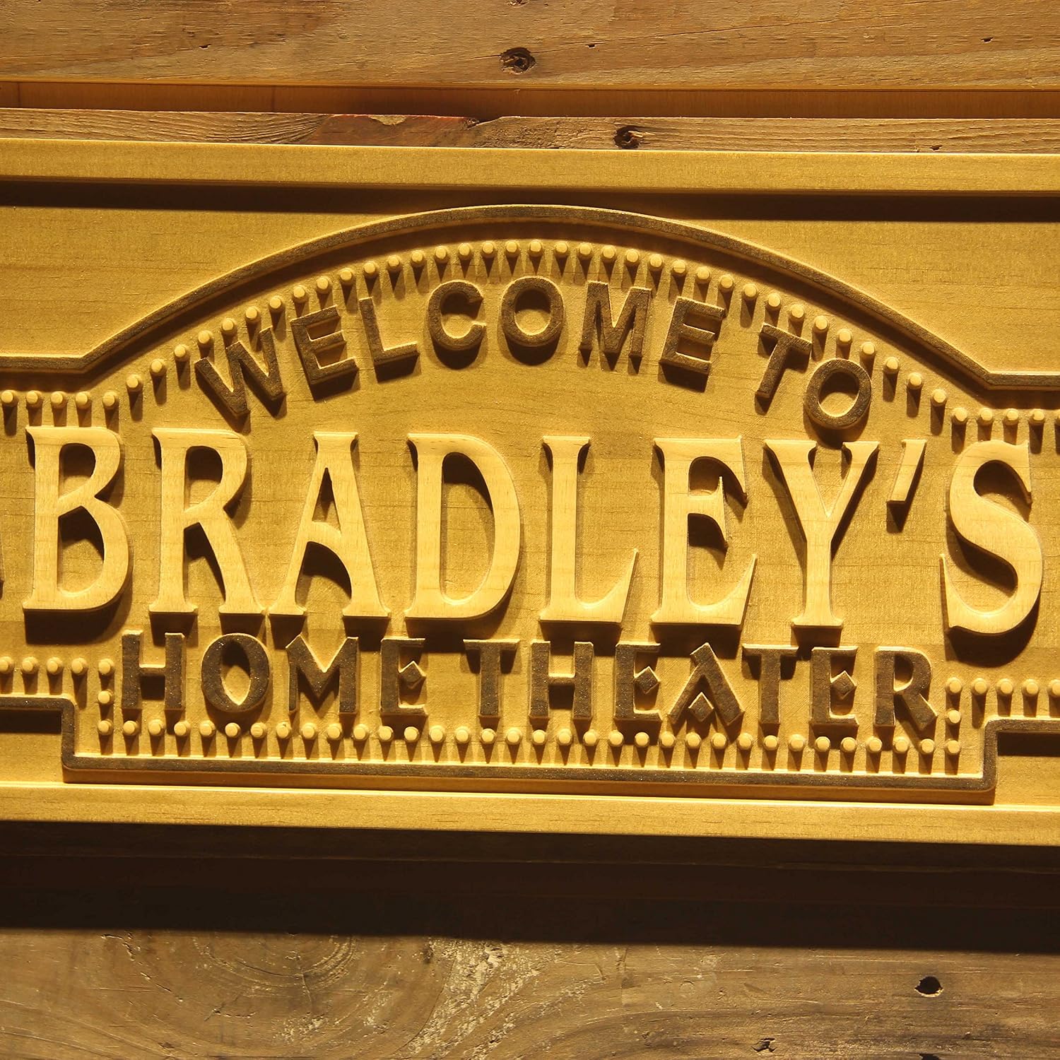 ADVPRO wpa0058 Name Personalized Home Theater Cinema Ticket Home Decoration Beer Bar Décor 3D Engraved Wooden Sign - Standard 23 x 9.25