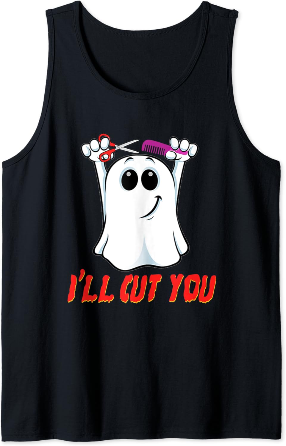 Halloween Ghost I�ll Cut You Shirt Boo I Will Cut Tank Top