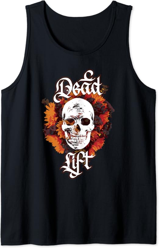 Dead Lift Skull and Flowers Workout Tank Top