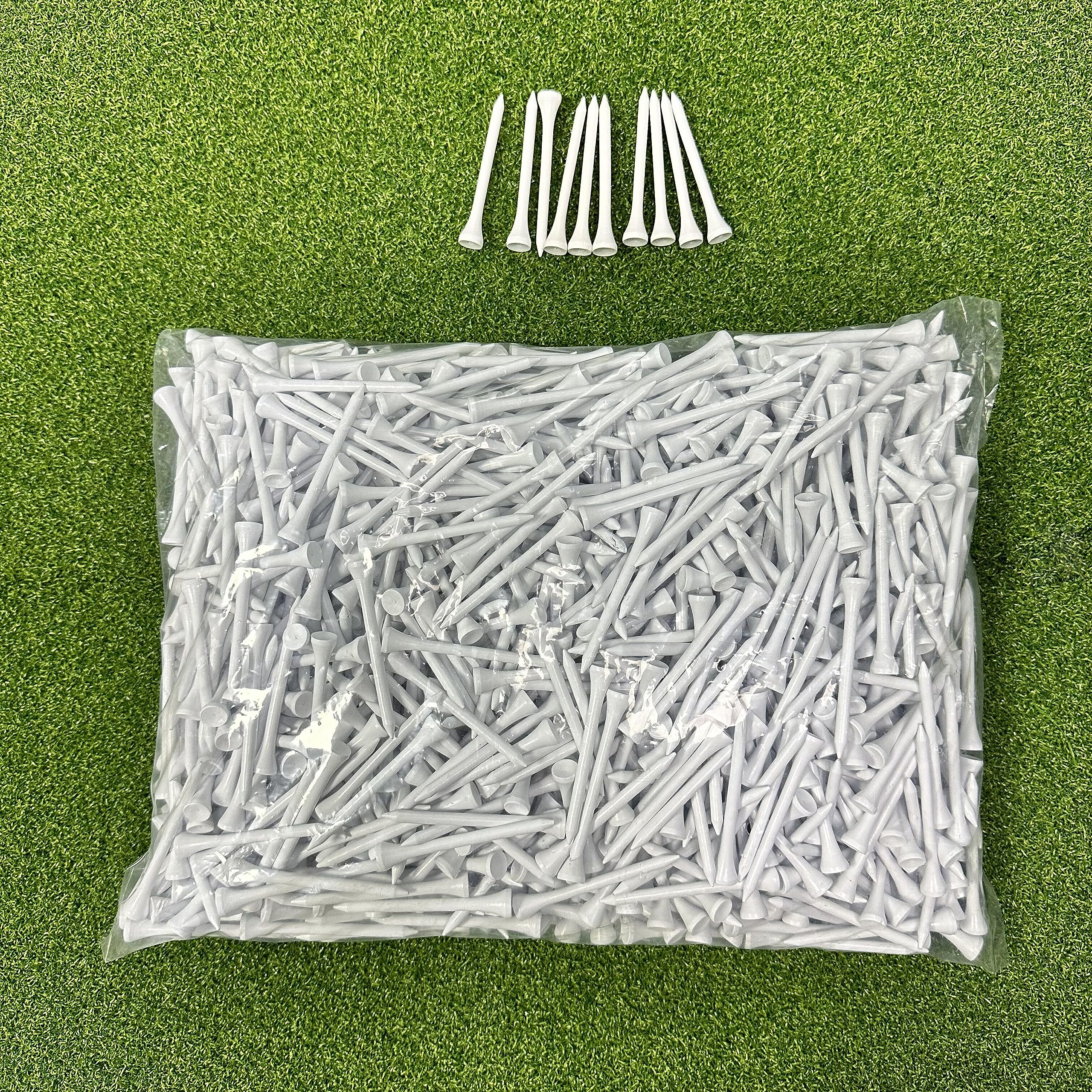 70mm 2 3/4" Weiße Holz Golf Tees, Robuste, biologisch abbaubare Tees Pack von 1000