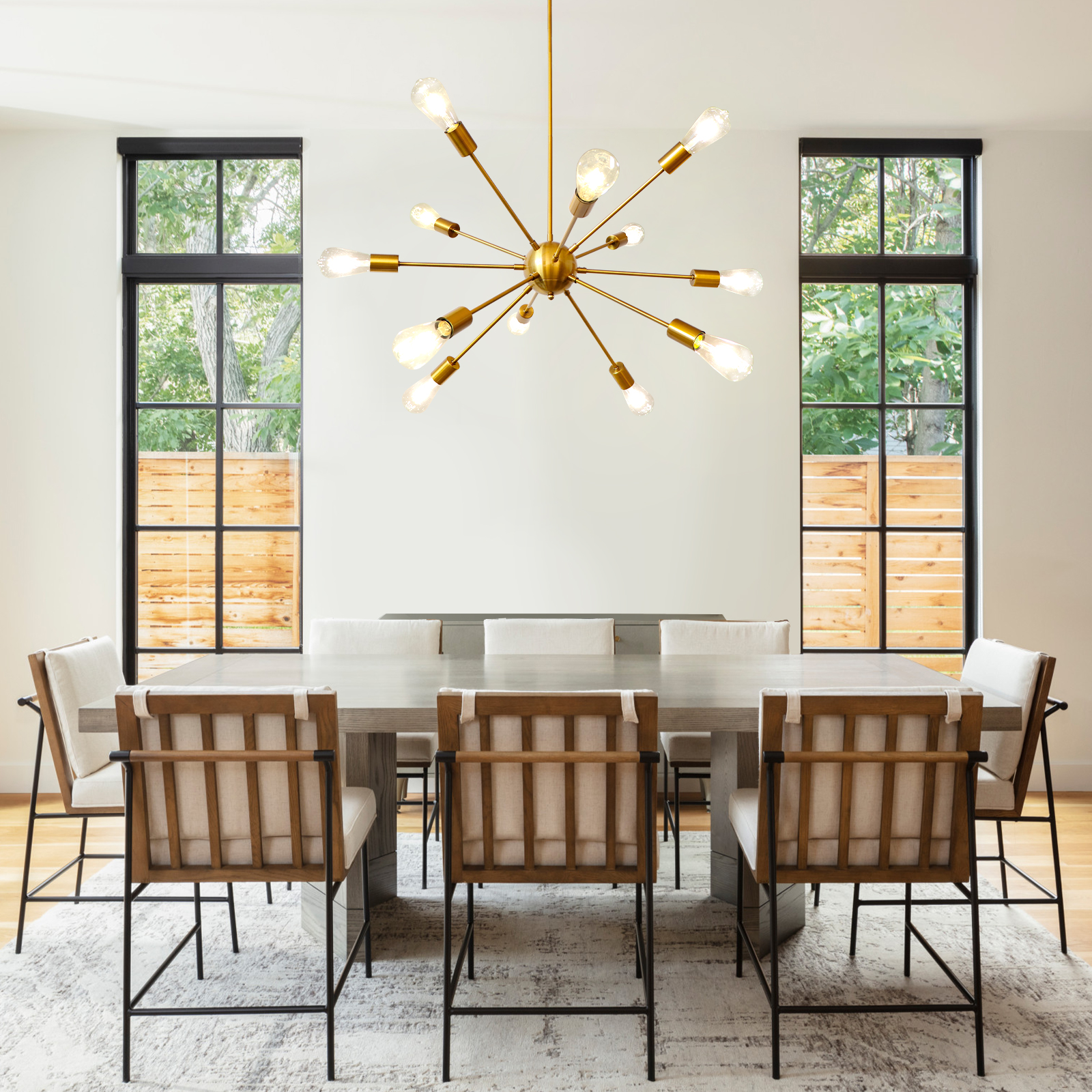 LynPon Gold Sputnik Light Fixture, 8 Lights Plating Golden