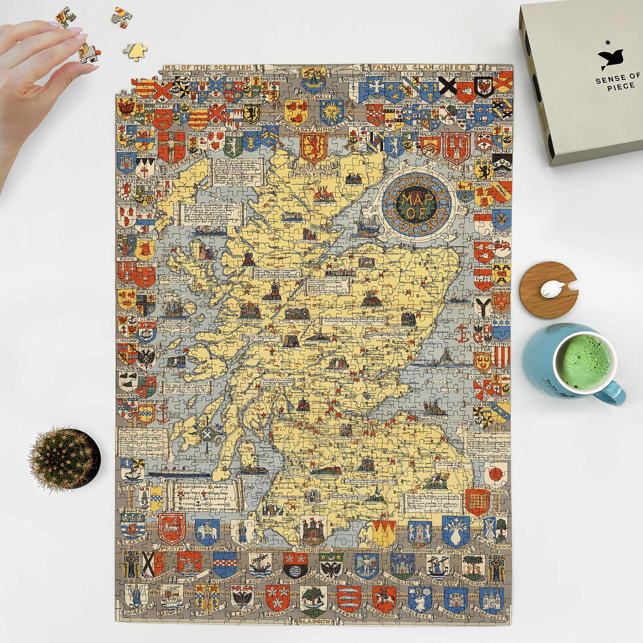 Historical Map of Scotland | L.G. Bullock & John Bartholomew & Son Ltd. Edinburgh | 1000 Piece Jigsaw Puzzle for Adults
