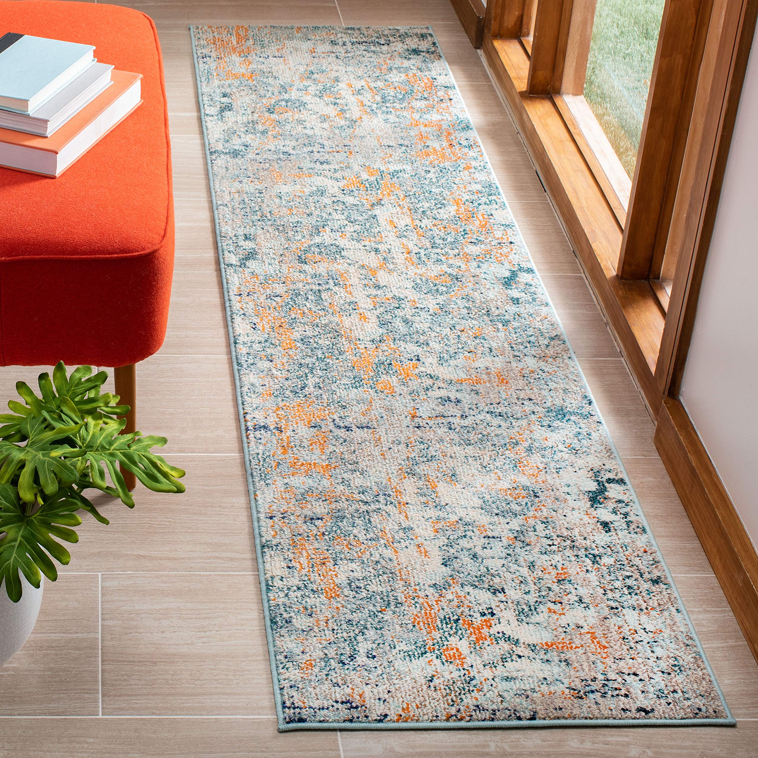 SAFAVIEH Teppich Madison – Grau/Beige, 61x244 Cm, Kurzer Flor, Für Wohnzimmer & Schlafzimmer