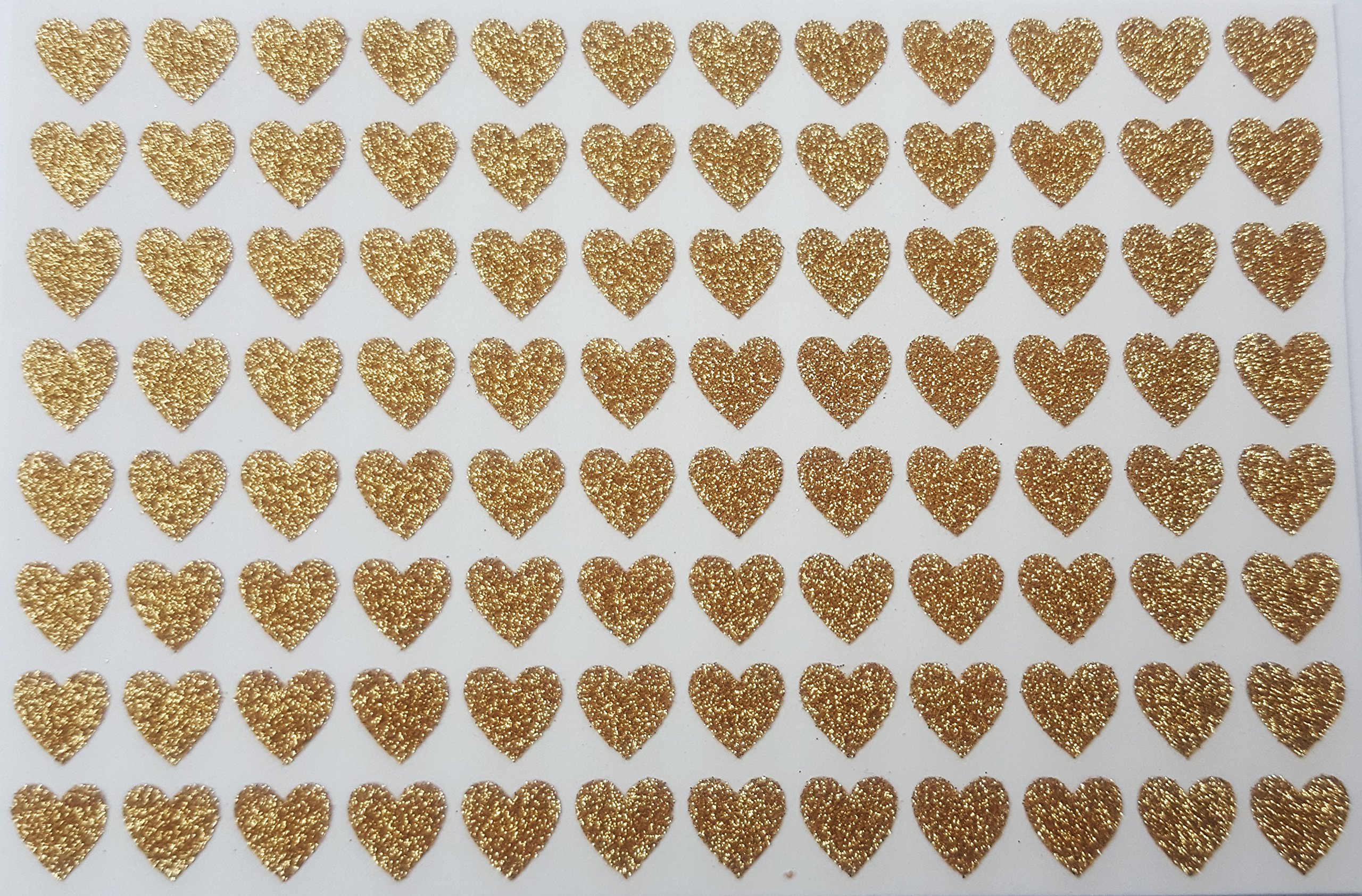 280 Gold Glittery Small Self Adhesive Heart Stickers