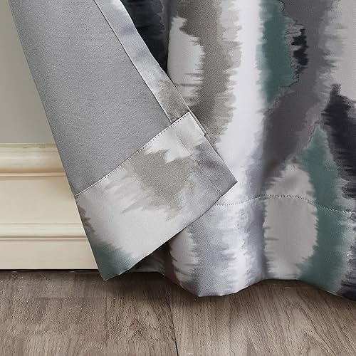 Miniatura 3 de Sun Zero Burbank Geométrico Ogee Acuarela Imprimir Panel de cortina de ojal con eficiencia energética 54 x 63 Lino Paquete de 1