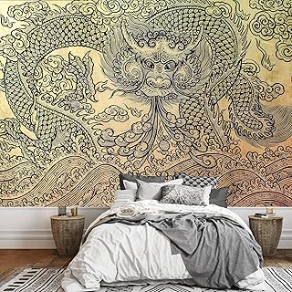 wall26 - The Old Pattern of Dragon - Removable Wall Mural | Self-Adhesiv...