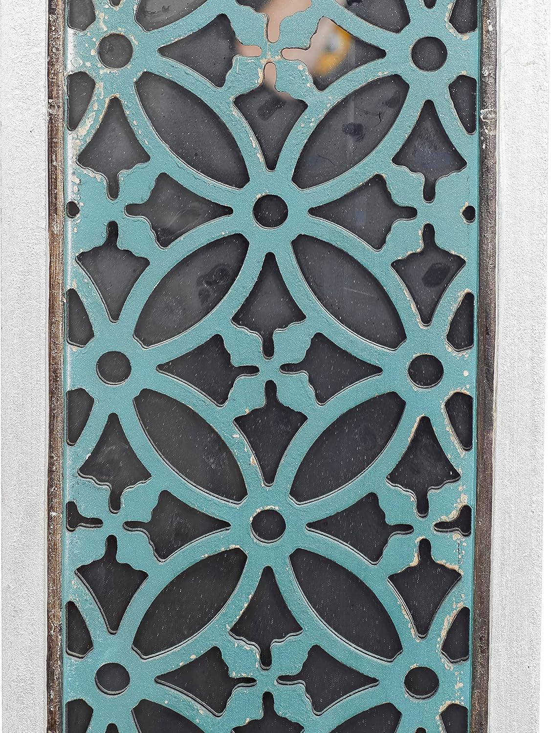 White and Blue Geometric Carved MDF Full Length Mirror Set