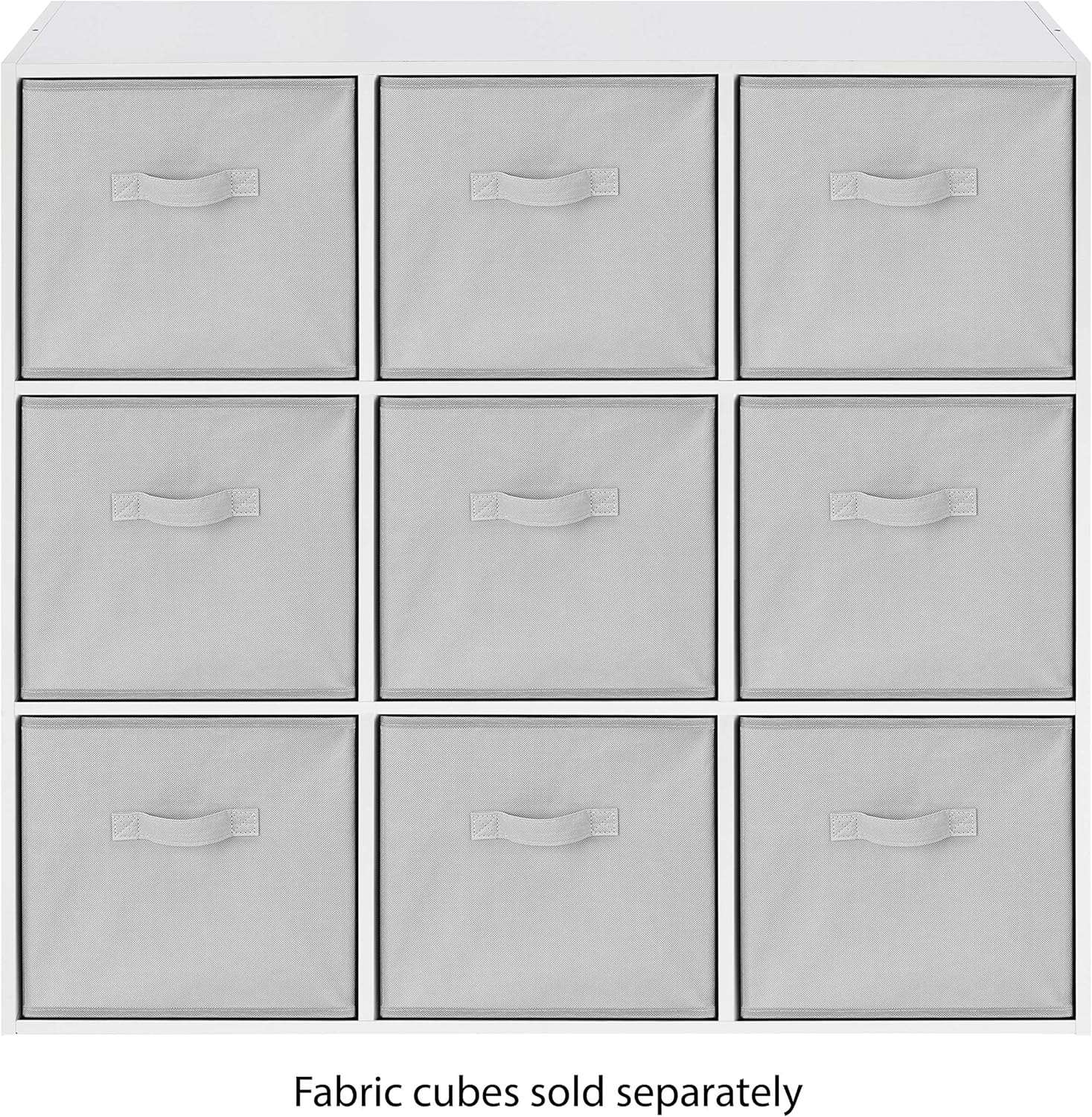 Whitmor 9 Cube Bookcase, 3 Tier Stackable MDF Bookself, Open Storage Display Organizer, Storage Cabinet for Living Room, Bedroom, Home, Office, 35.5" L x 11.7" W x 35.5" H, White