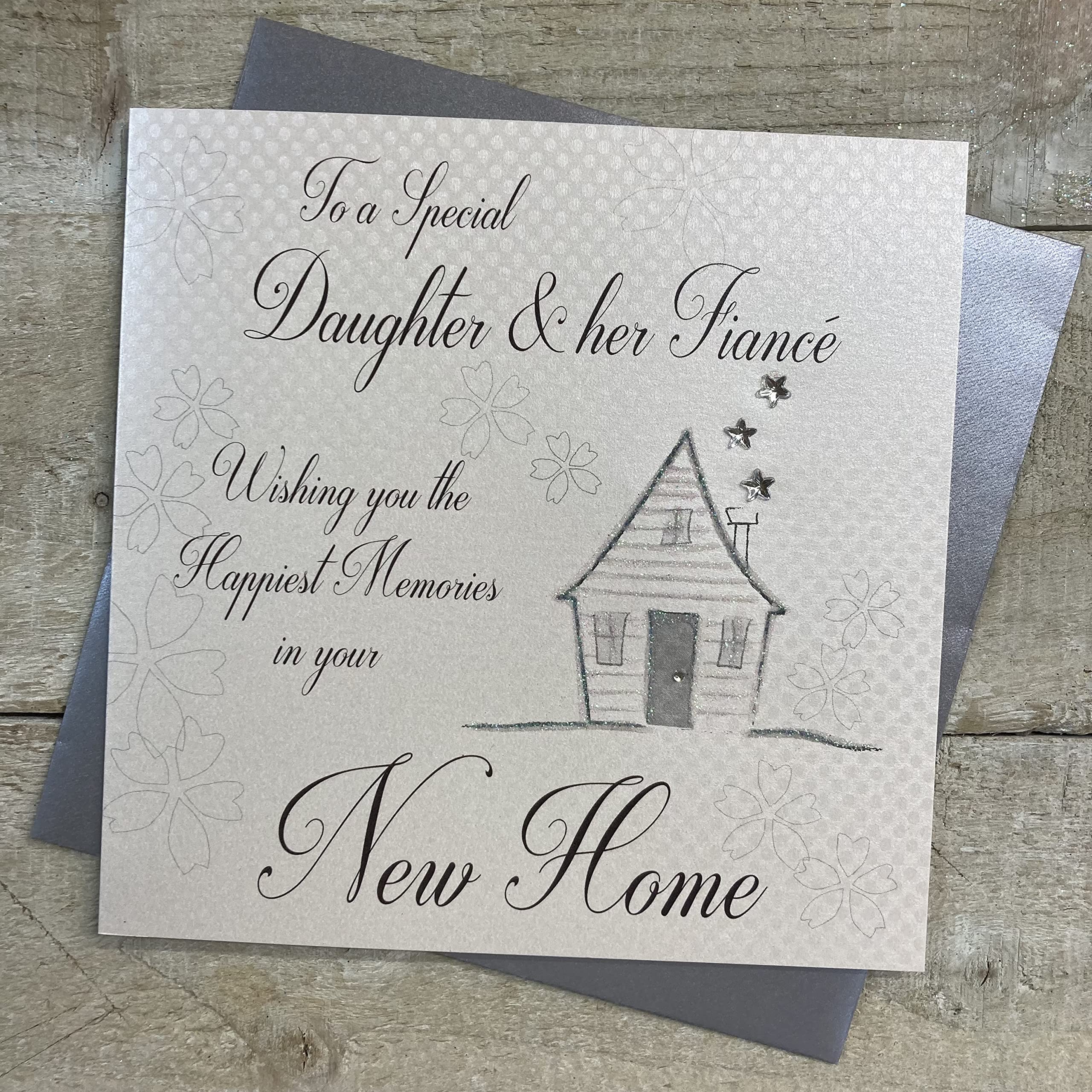 WHITE COTTON CARDS Handmade New Home Card, Daughter & her Fiancé - Code SS252-DF,16 x 16 cm
