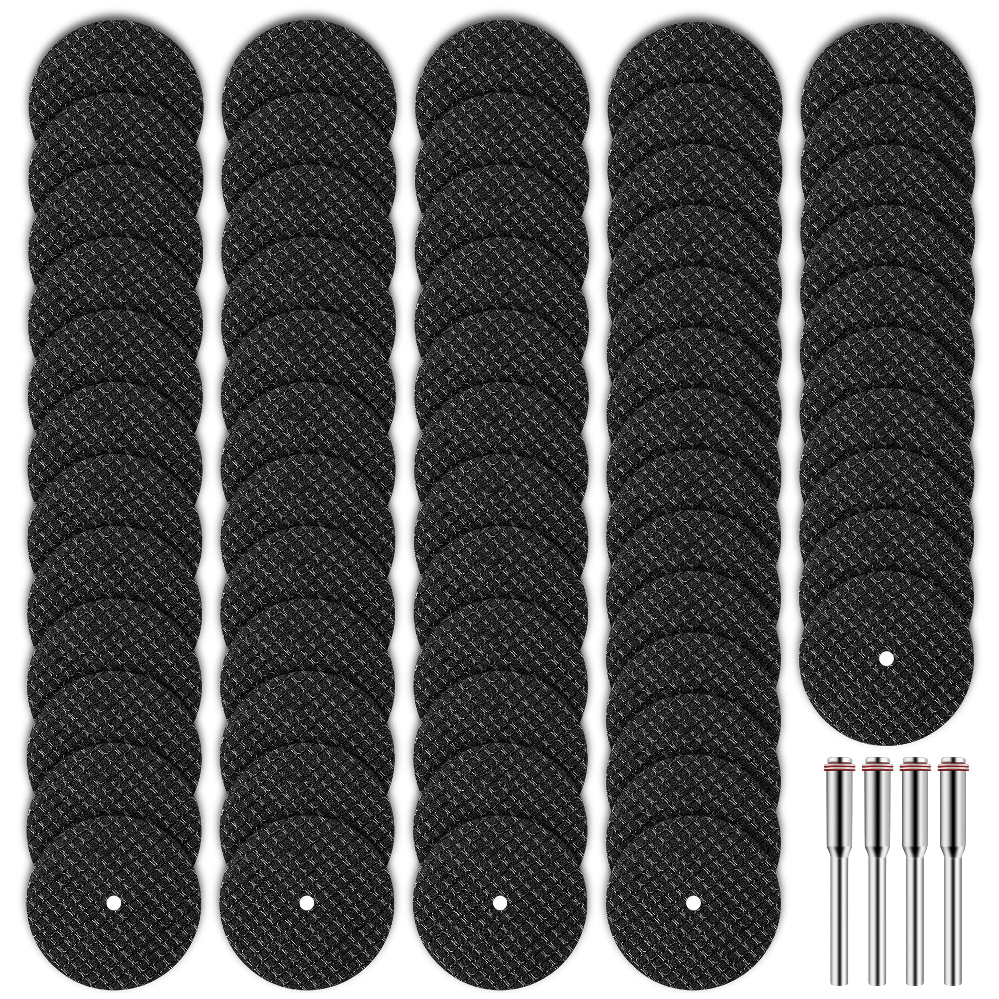 60pcs Rotary Tool Cut Off Wheels 1-1/4'' Fiberglass Reinforced Cutting Wheel Discs with 4Pcs Mandrels Rotary Tool Accessories for Cutting Metal, Wood, Stone