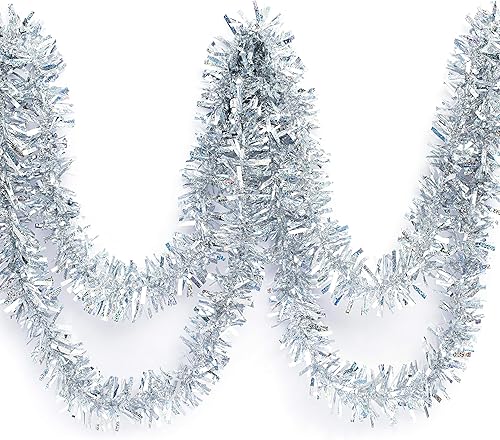 Miniatura 9 de Anderson's Guirnalda iridiscente con brillantina, color rojo, 4 pulgadas de ancho x 25 pies de largo, decoraciones flotantes para remolque o carrito