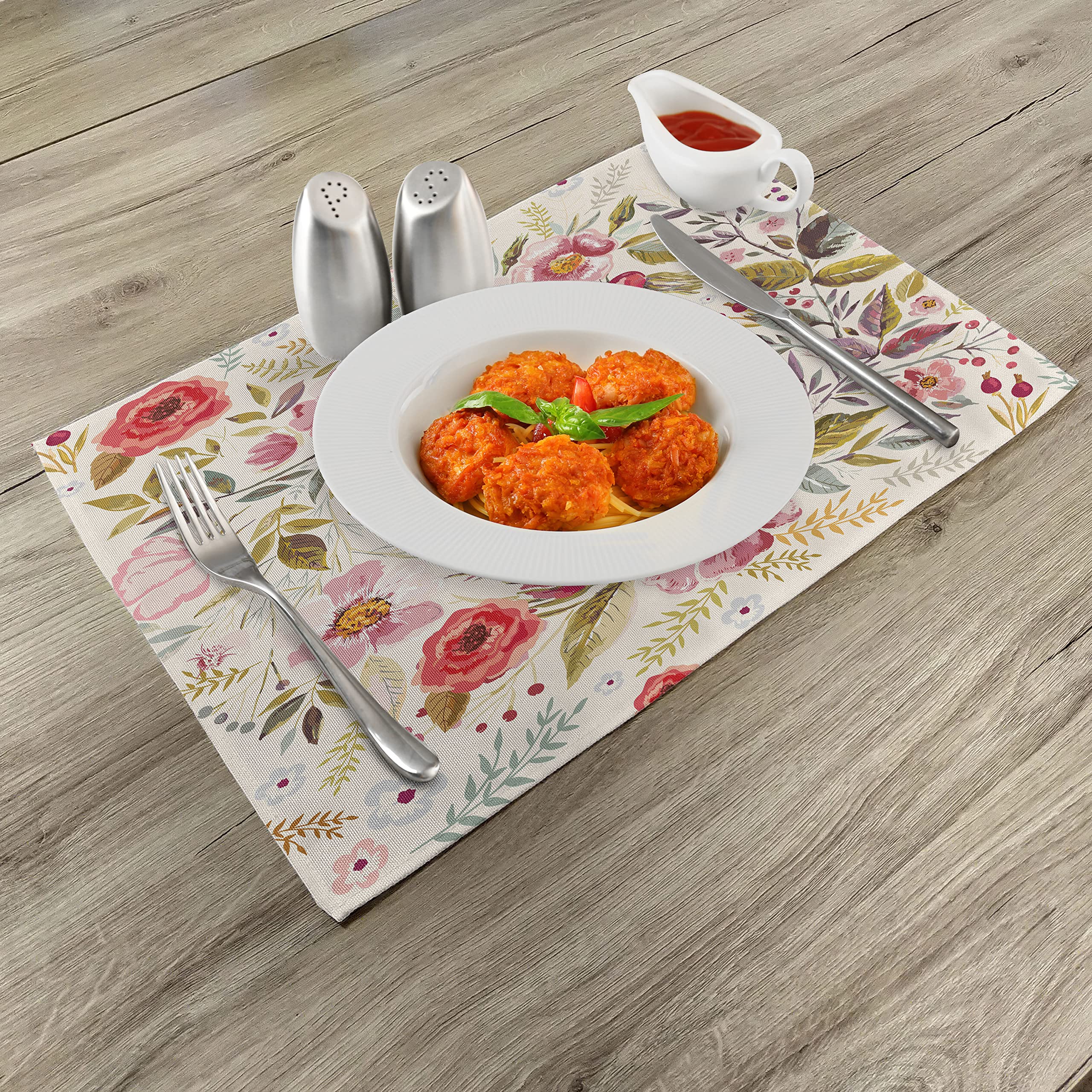 ABAKUHAUS Malva Servizio all'Americana, Digital Floral Design, Rettangolare Decorativo per Sala da Pranzo Cucina, 40 cm x 180 cm, Lavanda Viola
