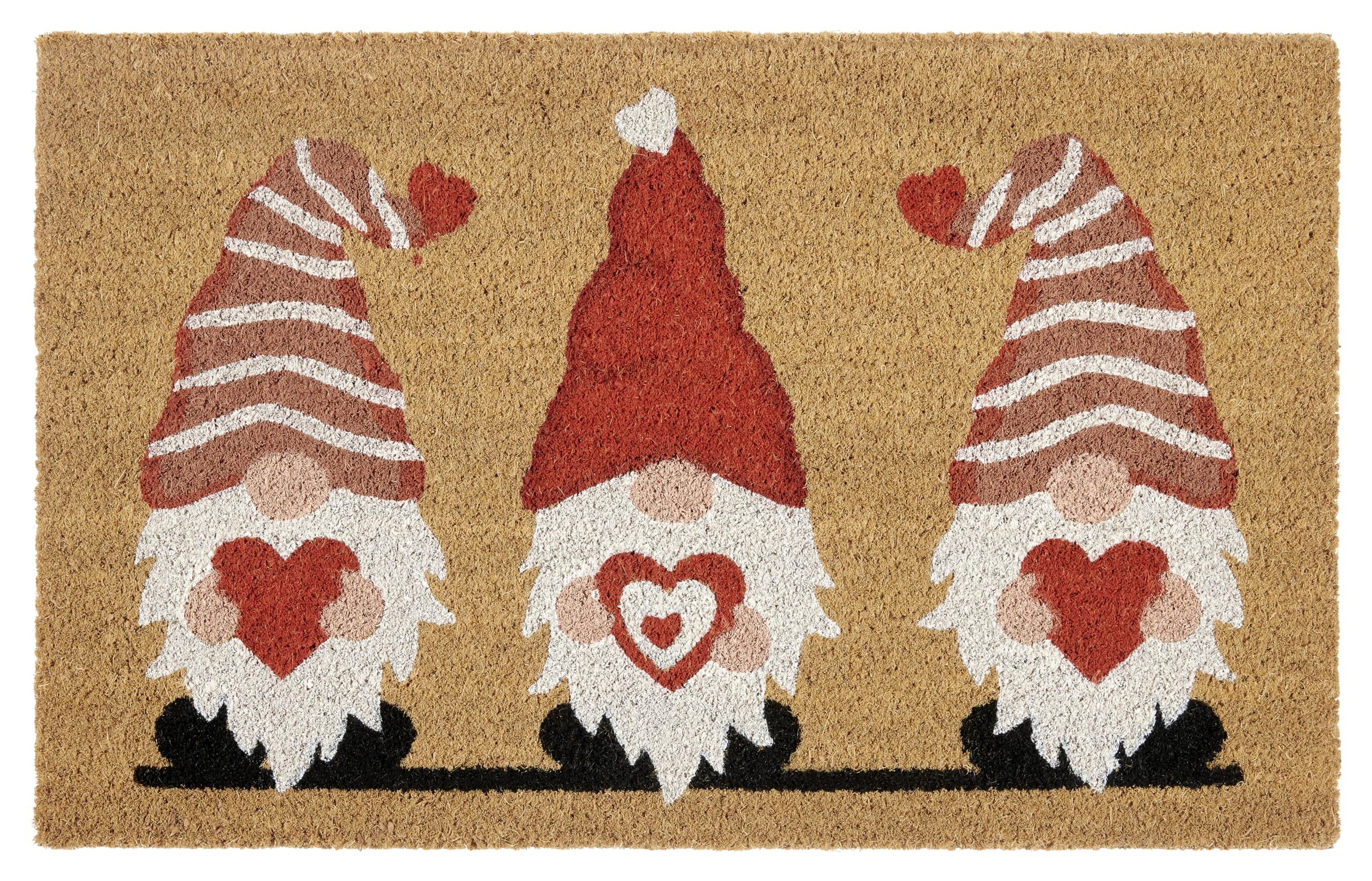 Hanse Home Felpudo de Coco para Navidad, Antideslizante, para Interior, Felpudo GNOME Heart de Fibra de Coco para Entrada y Exterior Cubierto, 40 x 70 cm