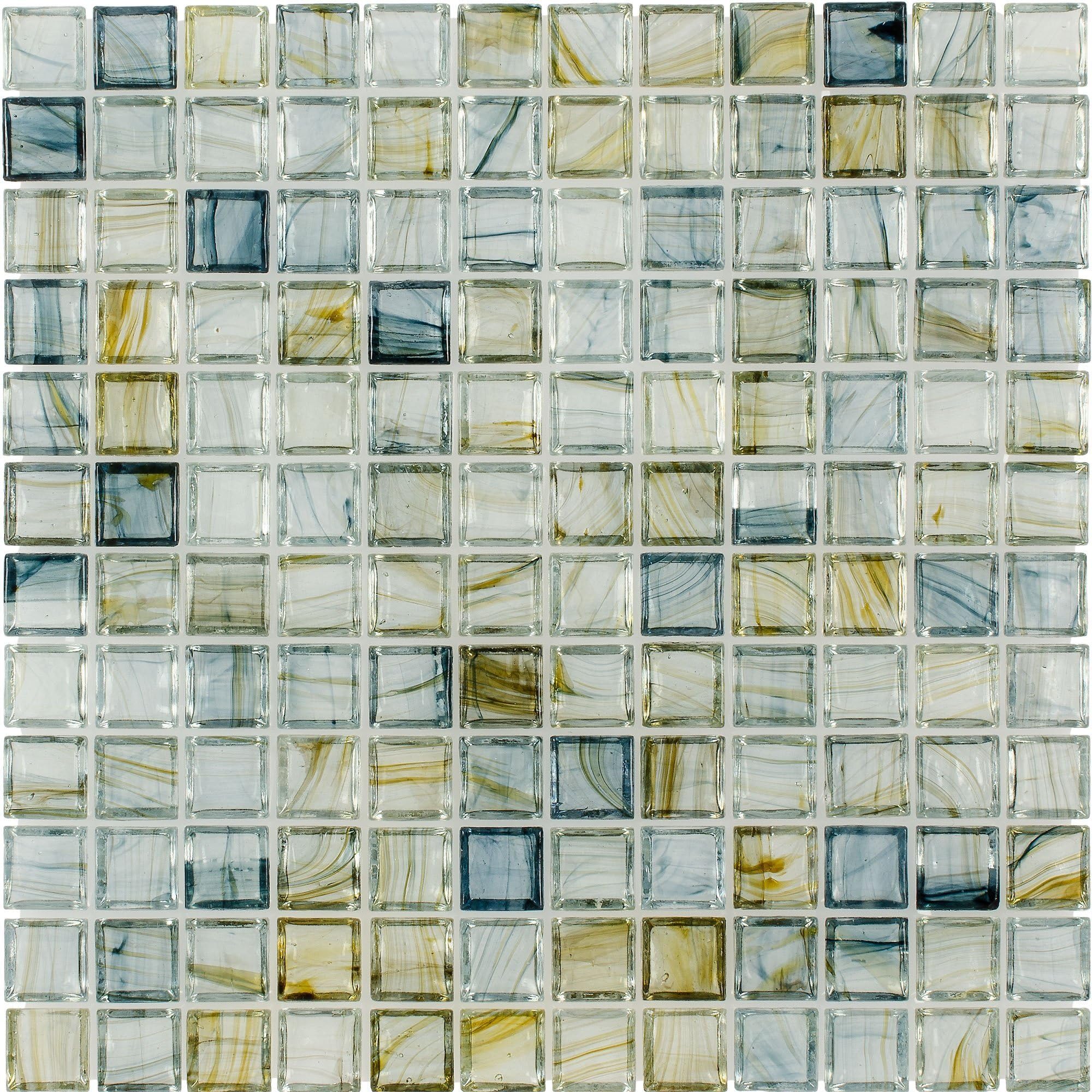 Classic 1X1 Stacked Squares Blue Green Glossy Glass Mosaic Tile Kitchen Backsplash Bathroom MTO0084