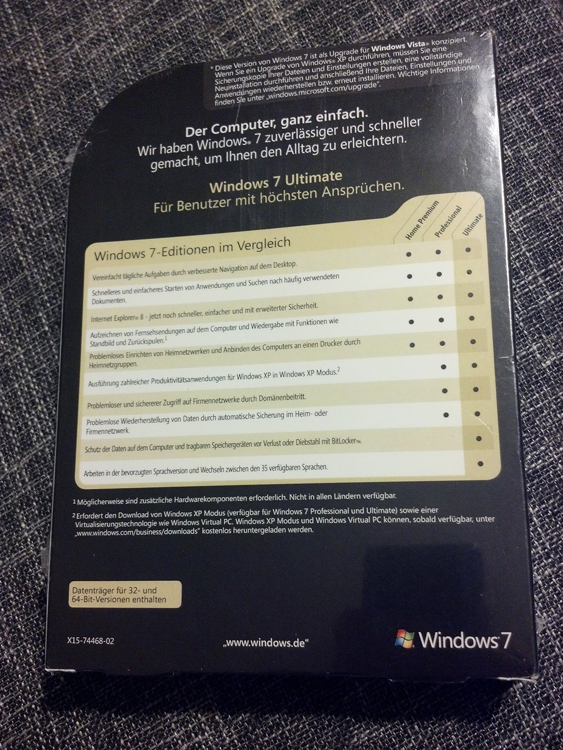Windows 7 Ultimate 32/64 Bit Upgrade deutsch