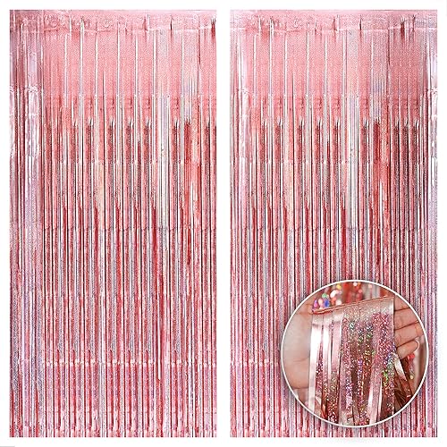 Miniatura 3 de KatchOn, Juego de globos de novia de oro rosa con cortina de flecos de oro rosa iridiscente, 16 pulgadas, paquete de 17 globos de látex de novia de
