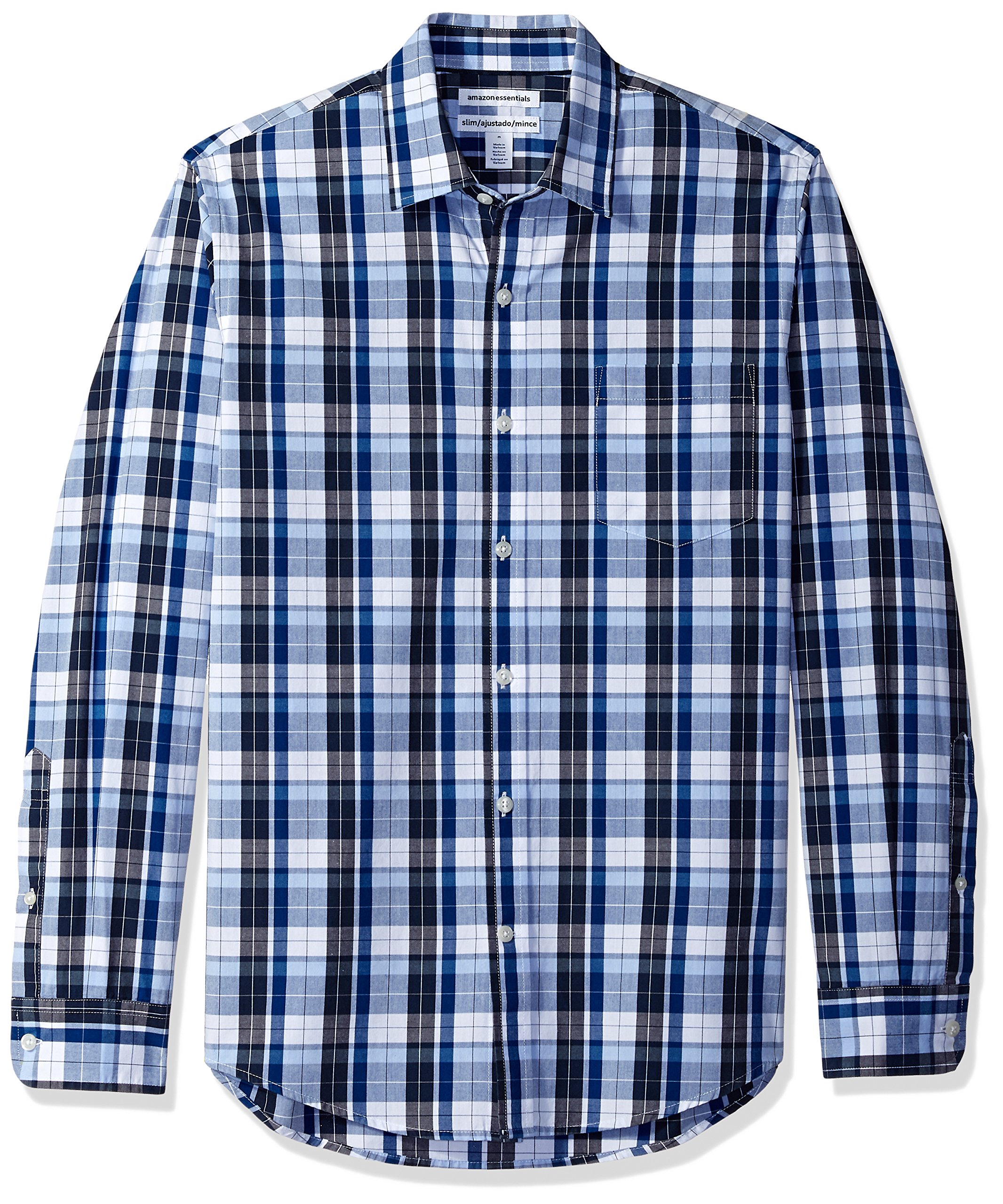 Amazon Essentials Men's Regular-Fit Long-Sleeve Casual Poplin Shirt, Button Front, Business Casual, Collared