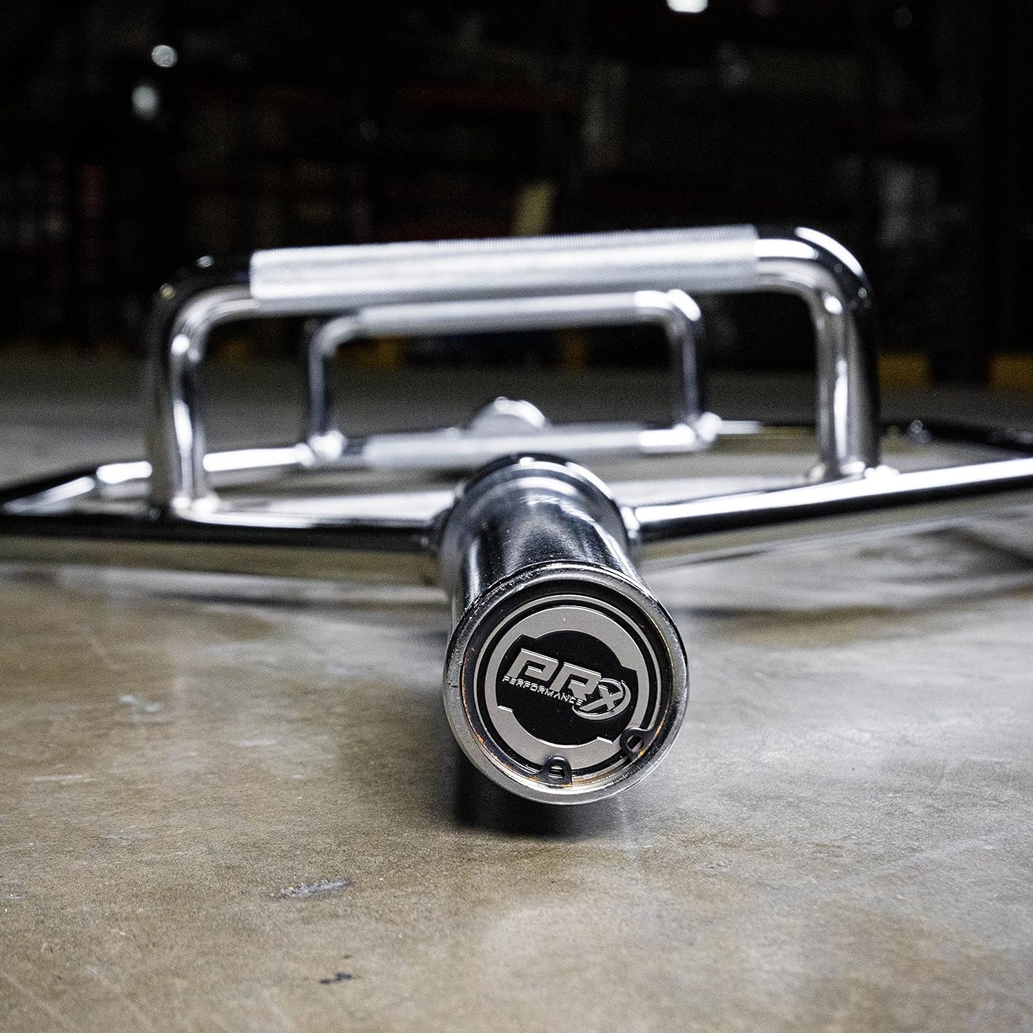 PRx Performance Olympic Hex Barbell, 45lb Chrome Trap Bar with Knurled Raised Handles, 2" Weight Sleeves for Squats, Deadlifts, Shrugs