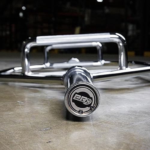 Miniatura 2 de PRx Performance Barra hexagonal olímpica, barra de trampa cromada de 45 libras con asas elevadas moleteadas, mangas de peso de 2 pulgadas para